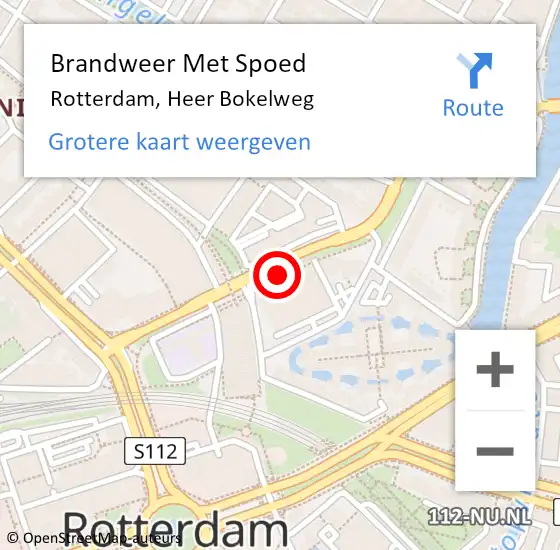 Locatie op kaart van de 112 melding: Brandweer Met Spoed Naar Rotterdam, Heer Bokelweg op 23 november 2020 16:57