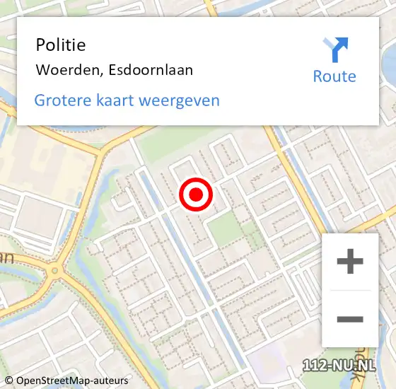 Locatie op kaart van de 112 melding: Politie Woerden, Esdoornlaan op 23 november 2020 17:01