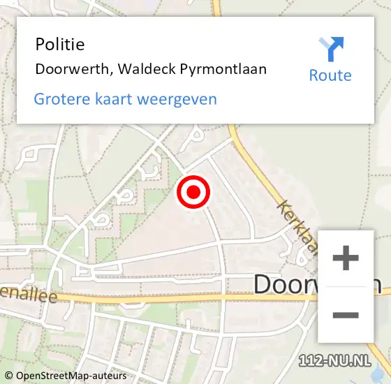 Locatie op kaart van de 112 melding: Politie Doorwerth, Waldeck Pyrmontlaan op 23 november 2020 17:16