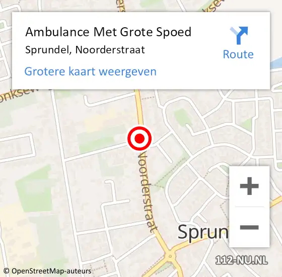 Locatie op kaart van de 112 melding: Ambulance Met Grote Spoed Naar Sprundel, Noorderstraat op 23 november 2020 17:25