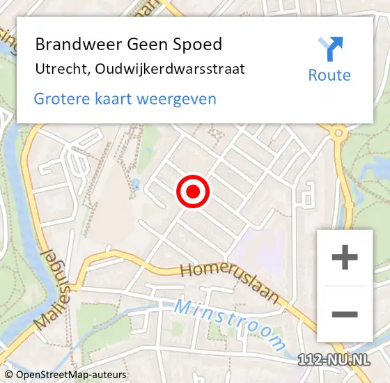 Locatie op kaart van de 112 melding: Brandweer Geen Spoed Naar Utrecht, Oudwijkerdwarsstraat op 23 november 2020 17:25
