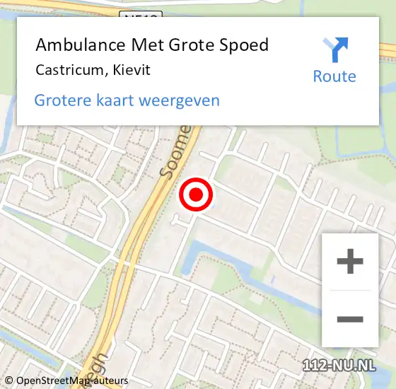 Locatie op kaart van de 112 melding: Ambulance Met Grote Spoed Naar Castricum, Kievit op 23 november 2020 17:38