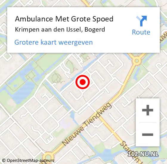 Locatie op kaart van de 112 melding: Ambulance Met Grote Spoed Naar Krimpen aan den IJssel, Bogerd op 23 november 2020 18:00