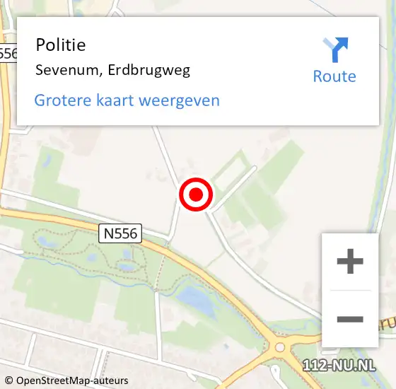 Locatie op kaart van de 112 melding: Politie Sevenum, Erdbrugweg op 23 november 2020 18:40