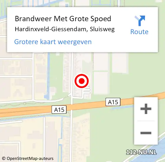 Locatie op kaart van de 112 melding: Brandweer Met Grote Spoed Naar Hardinxveld-Giessendam, Sluisweg op 23 november 2020 18:54