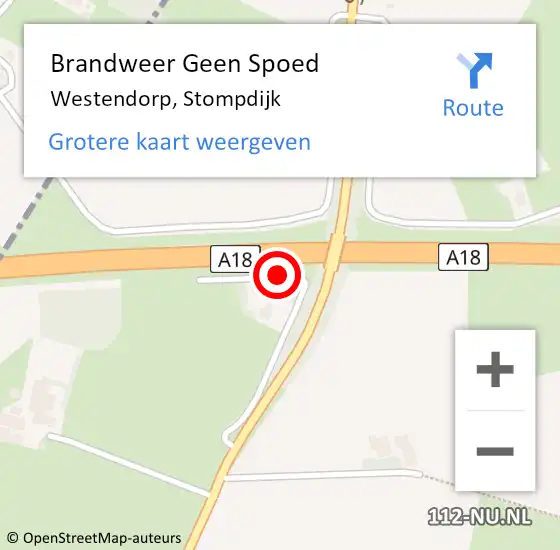 Locatie op kaart van de 112 melding: Brandweer Geen Spoed Naar Westendorp, Stompdijk op 23 november 2020 19:36