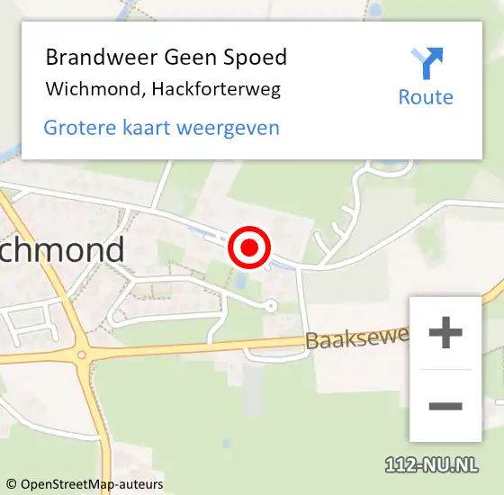 Locatie op kaart van de 112 melding: Brandweer Geen Spoed Naar Wichmond, Hackforterweg op 23 november 2020 19:41