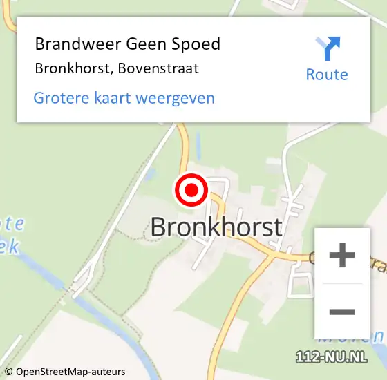 Locatie op kaart van de 112 melding: Brandweer Geen Spoed Naar Bronkhorst, Bovenstraat op 23 november 2020 19:50