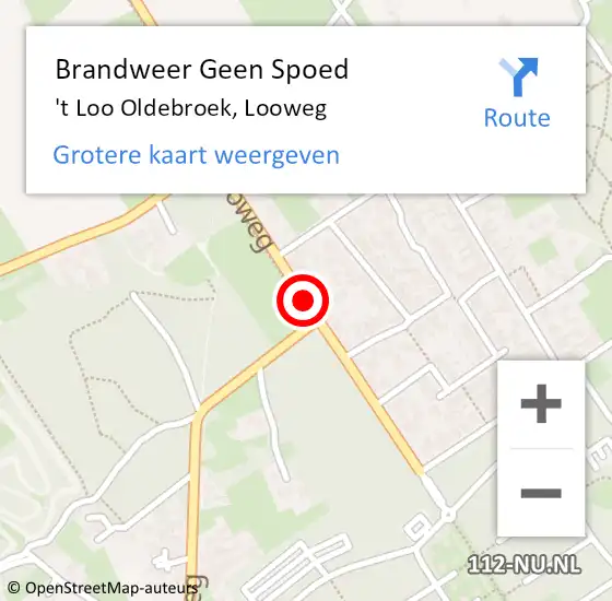 Locatie op kaart van de 112 melding: Brandweer Geen Spoed Naar 't Loo Oldebroek, Looweg op 23 november 2020 19:51