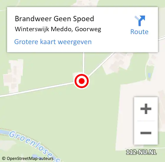 Locatie op kaart van de 112 melding: Brandweer Geen Spoed Naar Winterswijk Meddo, Goorweg op 23 november 2020 20:01