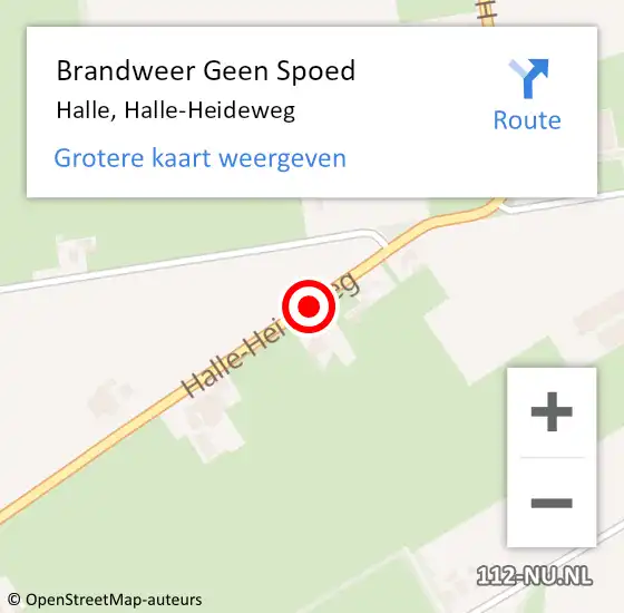 Locatie op kaart van de 112 melding: Brandweer Geen Spoed Naar Halle, Halle-Heideweg op 23 november 2020 20:02