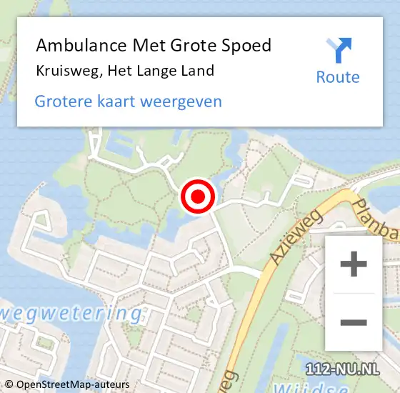 Locatie op kaart van de 112 melding: Ambulance Met Grote Spoed Naar Kruisweg, Het Lange Land op 25 mei 2014 13:24