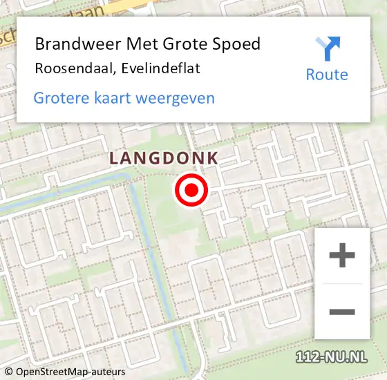 Locatie op kaart van de 112 melding: Brandweer Met Grote Spoed Naar Roosendaal, Evelindeflat op 23 november 2020 22:50
