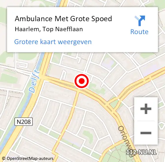 Locatie op kaart van de 112 melding: Ambulance Met Grote Spoed Naar Haarlem, Top Naefflaan op 23 november 2020 23:09