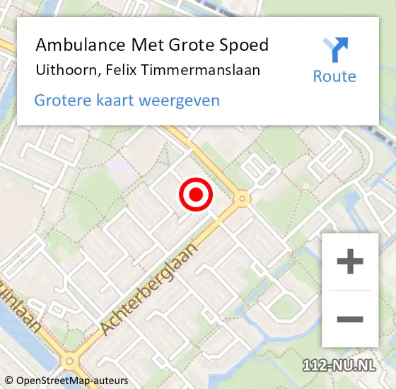 Locatie op kaart van de 112 melding: Ambulance Met Grote Spoed Naar Uithoorn, Felix Timmermanslaan op 23 november 2020 23:30