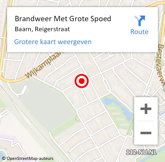 Locatie op kaart van de 112 melding: Brandweer Met Grote Spoed Naar Baarn, Reigerstraat op 24 november 2020 01:59