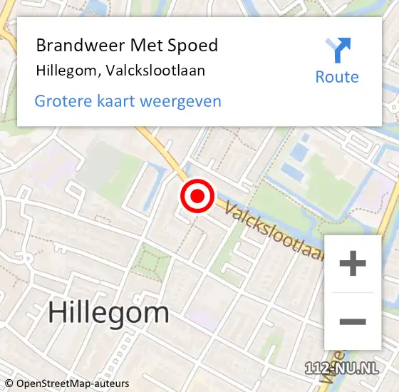 Locatie op kaart van de 112 melding: Brandweer Met Spoed Naar Hillegom, Valckslootlaan op 25 mei 2014 13:31