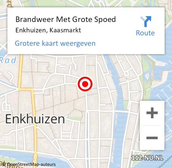 Locatie op kaart van de 112 melding: Brandweer Met Grote Spoed Naar Enkhuizen, Kaasmarkt op 24 november 2020 02:27