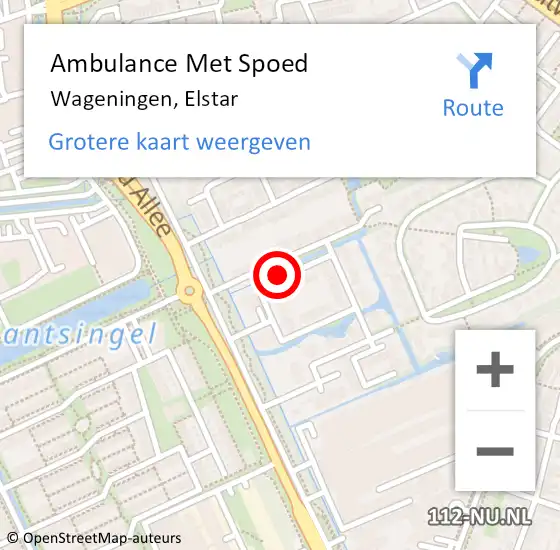 Locatie op kaart van de 112 melding: Ambulance Met Spoed Naar Wageningen, Elstar op 24 november 2020 03:10