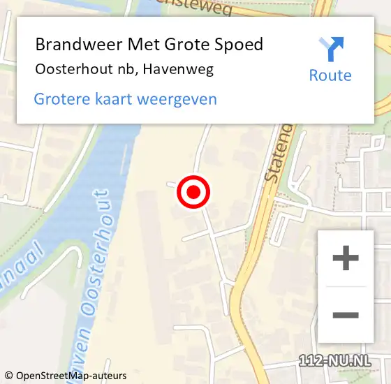 Locatie op kaart van de 112 melding: Brandweer Met Grote Spoed Naar Oosterhout nb, Havenweg op 24 november 2020 03:36