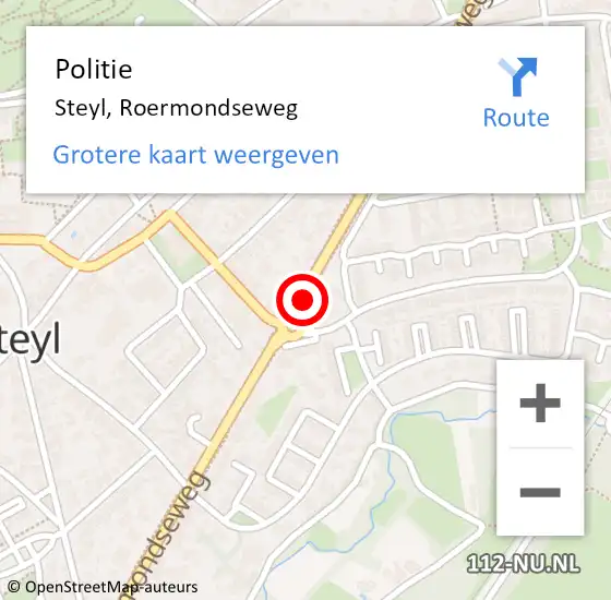 Locatie op kaart van de 112 melding: Politie Steyl, Roermondseweg op 24 november 2020 06:15