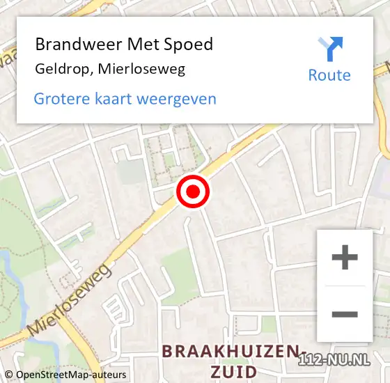 Locatie op kaart van de 112 melding: Brandweer Met Spoed Naar Geldrop, Mierloseweg op 24 november 2020 06:22