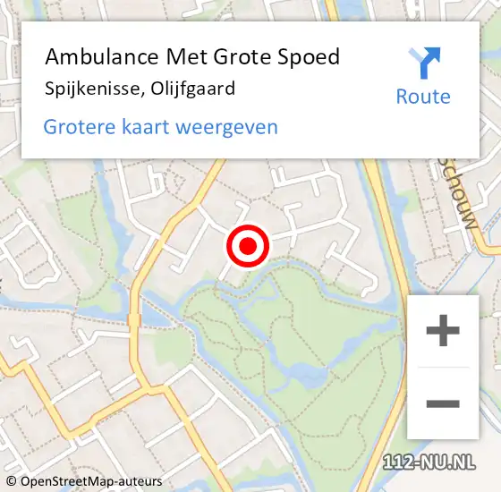 Locatie op kaart van de 112 melding: Ambulance Met Grote Spoed Naar Spijkenisse, Olijfgaard op 24 november 2020 08:06
