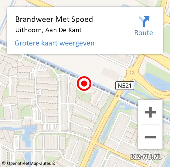 Locatie op kaart van de 112 melding: Brandweer Met Spoed Naar Uithoorn, Aan De Kant op 24 november 2020 08:51