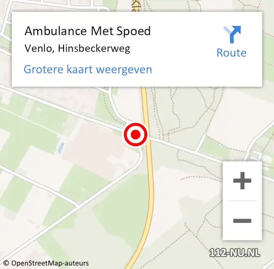 Locatie op kaart van de 112 melding: Ambulance Met Spoed Naar Venlo, Hinsbeckerweg op 25 mei 2014 14:04