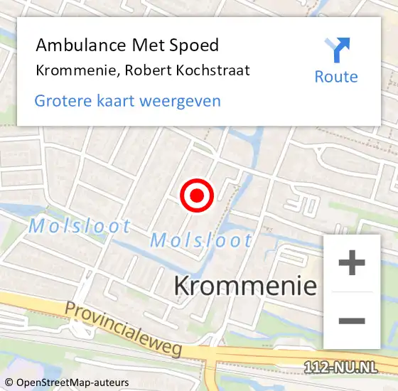 Locatie op kaart van de 112 melding: Ambulance Met Spoed Naar Krommenie, Robert Kochstraat op 24 november 2020 15:02