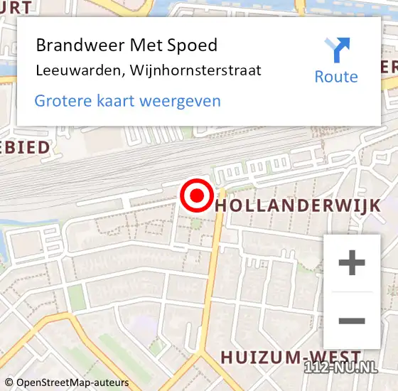 Locatie op kaart van de 112 melding: Brandweer Met Spoed Naar Leeuwarden, Wijnhornsterstraat op 24 november 2020 15:05