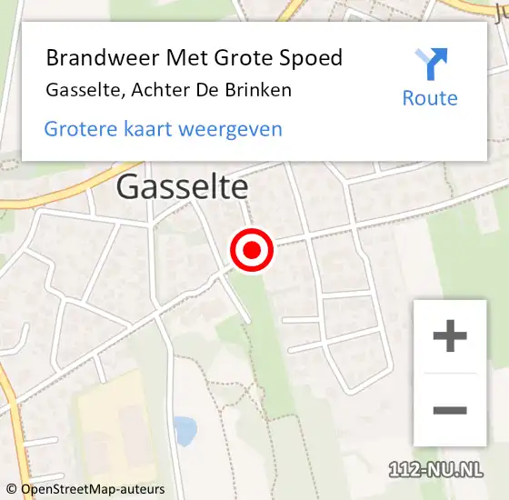 Locatie op kaart van de 112 melding: Brandweer Met Grote Spoed Naar Gasselte, Achter De Brinken op 24 november 2020 15:33