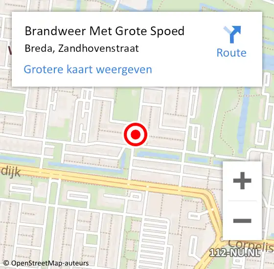 Locatie op kaart van de 112 melding: Brandweer Met Grote Spoed Naar Breda, Zandhovenstraat op 24 november 2020 16:01