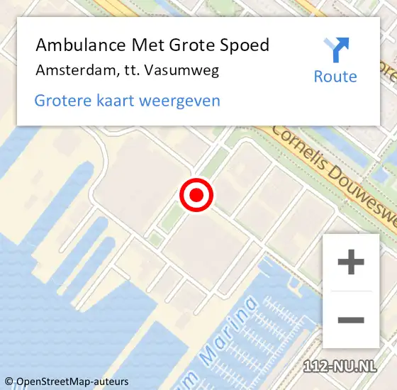 Locatie op kaart van de 112 melding: Ambulance Met Grote Spoed Naar Amsterdam, tt. Vasumweg op 24 november 2020 16:06