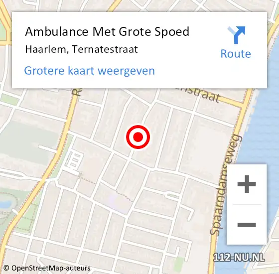 Locatie op kaart van de 112 melding: Ambulance Met Grote Spoed Naar Haarlem, Ternatestraat op 24 november 2020 16:07