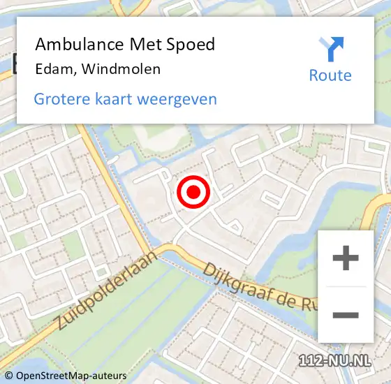 Locatie op kaart van de 112 melding: Ambulance Met Spoed Naar Edam, Windmolen op 24 november 2020 17:13