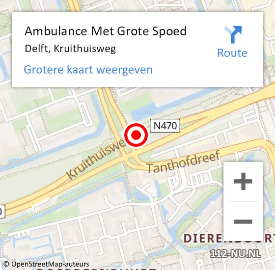 Locatie op kaart van de 112 melding: Ambulance Met Grote Spoed Naar Delft, Kruithuisweg op 24 november 2020 18:01