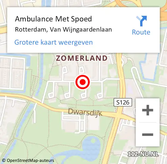 Locatie op kaart van de 112 melding: Ambulance Met Spoed Naar Rotterdam, Van Wijngaardenlaan op 24 november 2020 18:20
