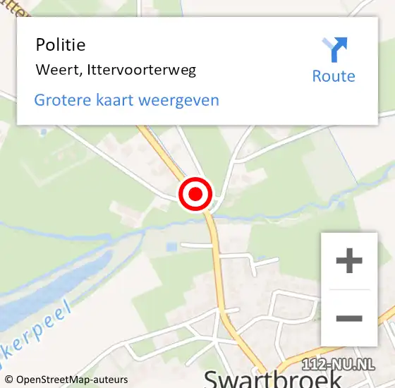Locatie op kaart van de 112 melding: Politie Weert, Ittervoorterweg op 24 november 2020 19:01