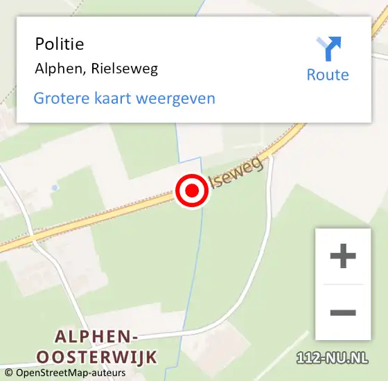 Locatie op kaart van de 112 melding: Politie Alphen, Rielseweg op 3 oktober 2013 04:05