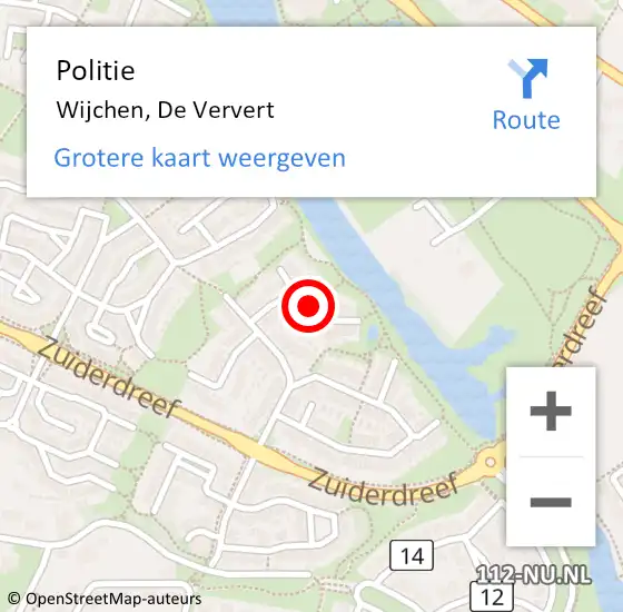 Locatie op kaart van de 112 melding: Politie Wijchen, De Ververt op 24 november 2020 19:42