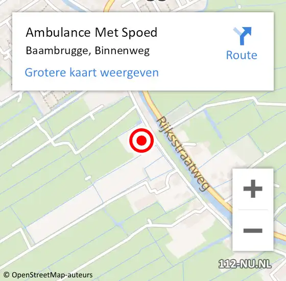 Locatie op kaart van de 112 melding: Ambulance Met Spoed Naar Baambrugge, Binnenweg op 25 mei 2014 15:09