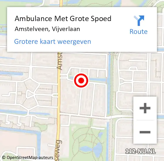 Locatie op kaart van de 112 melding: Ambulance Met Grote Spoed Naar Amstelveen, Vijverlaan op 24 november 2020 20:49