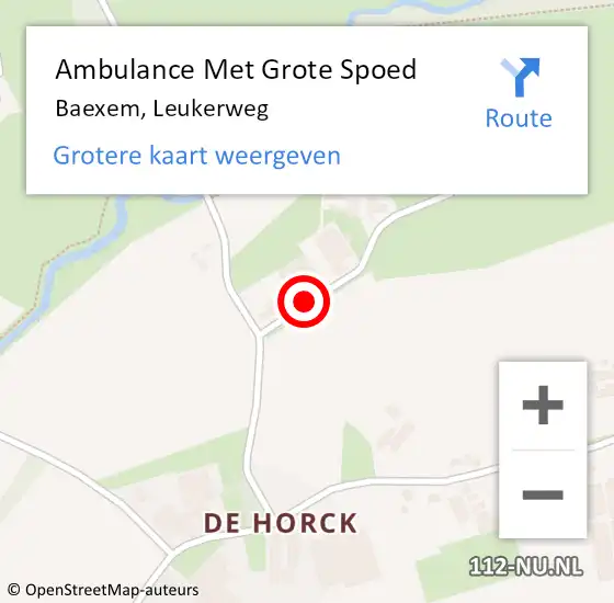 Locatie op kaart van de 112 melding: Ambulance Met Grote Spoed Naar Baexem, Leukerweg op 24 november 2020 22:28