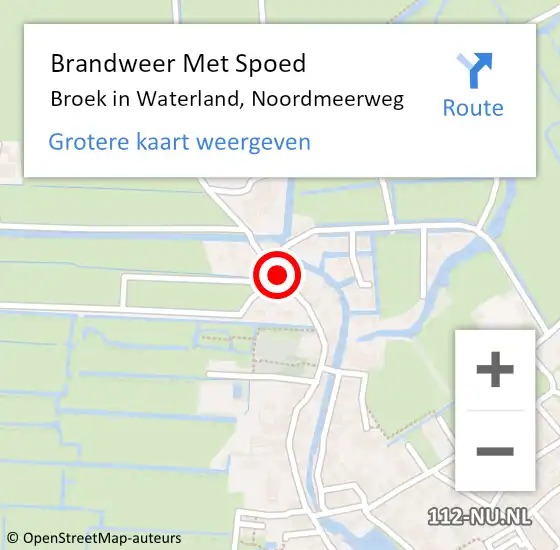 Locatie op kaart van de 112 melding: Brandweer Met Spoed Naar Broek in Waterland, Noordmeerweg op 24 november 2020 22:47