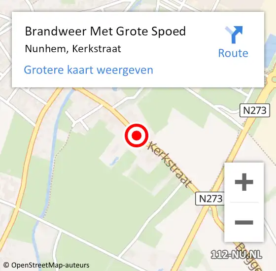 Locatie op kaart van de 112 melding: Brandweer Met Grote Spoed Naar Nunhem, Kerkstraat op 25 november 2020 04:42
