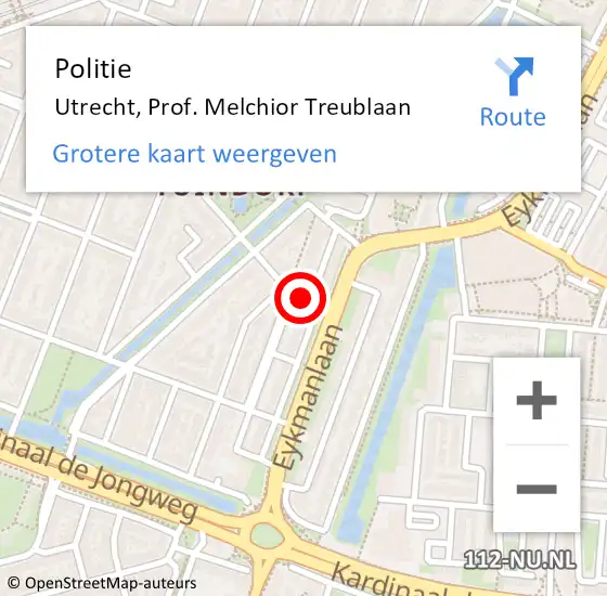 Locatie op kaart van de 112 melding: Politie Utrecht, Prof. Melchior Treublaan op 25 november 2020 09:47