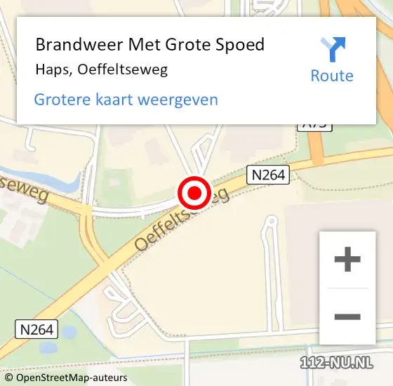 Locatie op kaart van de 112 melding: Brandweer Met Grote Spoed Naar Haps, Oeffeltseweg op 25 november 2020 09:48