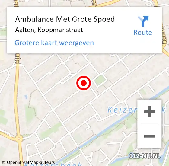 Locatie op kaart van de 112 melding: Ambulance Met Grote Spoed Naar Aalten, Koopmanstraat op 25 mei 2014 15:59