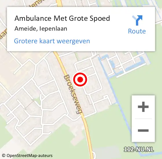 Locatie op kaart van de 112 melding: Ambulance Met Grote Spoed Naar Ameide, Iepenlaan op 25 november 2020 10:28